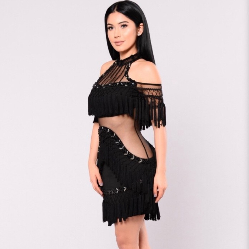 Black Fashion Nova Beaded Dress